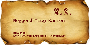 Mogyoróssy Karion névjegykártya